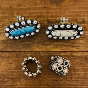Vintage 80’s Style Stretch Band Rings Faux Stones